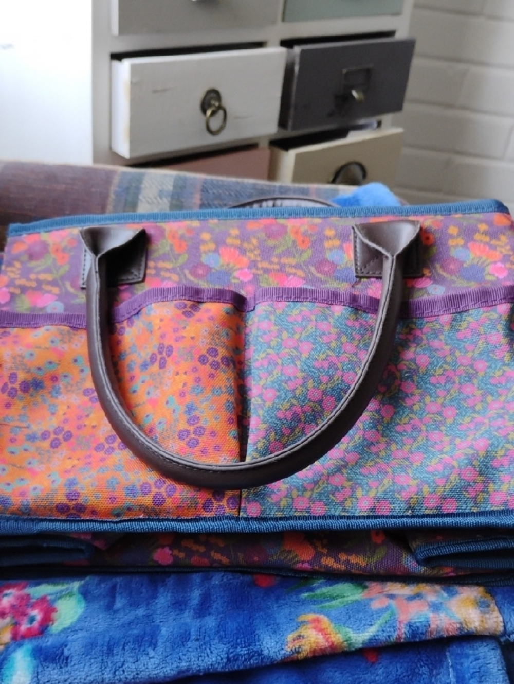NATURAL LIFE Purple, Orange and Pink Floral Organizer Tote - Picture 7 of 7